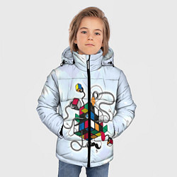 Куртка зимняя для мальчика Кубик Рубика, цвет: 3D-черный — фото 2