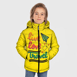 Куртка зимняя для мальчика Жизнь, любовь, путешествия, цвет: 3D-черный — фото 2