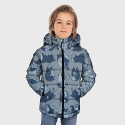 Куртка зимняя для мальчика Камуфляж с котиками серо-голубой, цвет: 3D-красный — фото 2