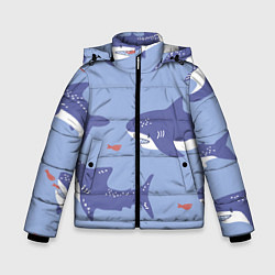 Куртка зимняя для мальчика Акулий косяк, цвет: 3D-черный