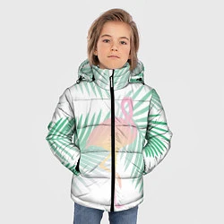 Куртка зимняя для мальчика Фламинго в джунглях, цвет: 3D-светло-серый — фото 2
