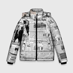 Куртка зимняя для мальчика Газета Newspaper, цвет: 3D-черный
