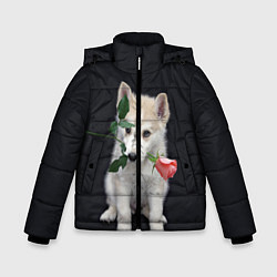 Куртка зимняя для мальчика Щенок в подарок, цвет: 3D-красный