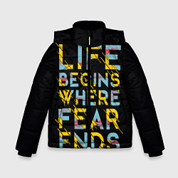 Куртка зимняя для мальчика Life Begins Where Fear Ends, цвет: 3D-красный