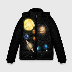 Куртка зимняя для мальчика Солнечная Система, цвет: 3D-красный