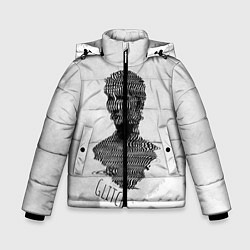 Куртка зимняя для мальчика Бюст статуи Glitch face, цвет: 3D-черный