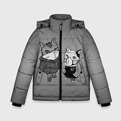 Куртка зимняя для мальчика Котики в масках, цвет: 3D-светло-серый