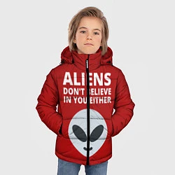 Куртка зимняя для мальчика Пришельцы не верят в людей, цвет: 3D-черный — фото 2
