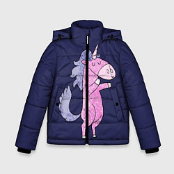 Куртка зимняя для мальчика Единорог на задних лапах, цвет: 3D-черный