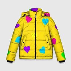 Куртка зимняя для мальчика СЕРДЕЧКИ, цвет: 3D-черный