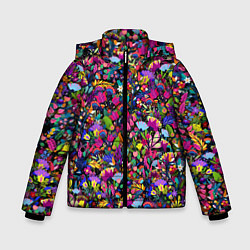 Куртка зимняя для мальчика Мистические цветы, цвет: 3D-черный