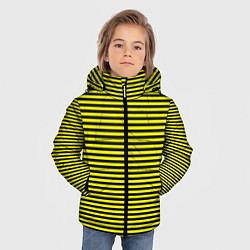 Куртка зимняя для мальчика В ЖЕЛТУЮ ПОЛОСКУ, цвет: 3D-черный — фото 2