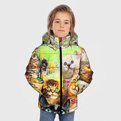 Куртка зимняя для мальчика КОТЫ, цвет: 3D-светло-серый — фото 2