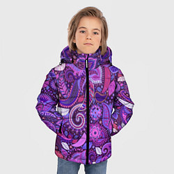 Куртка зимняя для мальчика Фиолетовый этнический дудлинг, цвет: 3D-красный — фото 2