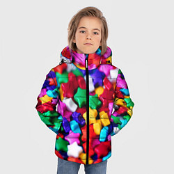Куртка зимняя для мальчика Разноцветные звездочки звезды, цвет: 3D-черный — фото 2
