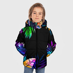 Куртка зимняя для мальчика Тропическая Ночь, цвет: 3D-черный — фото 2