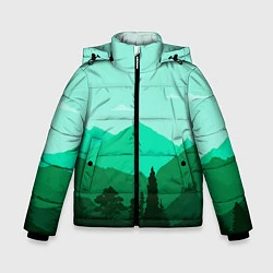 Куртка зимняя для мальчика Горы пейзаж дикая природа, цвет: 3D-черный
