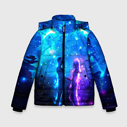 Куртка зимняя для мальчика Внеземная пара луна ночь, цвет: 3D-черный