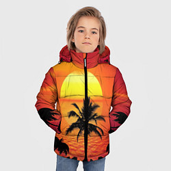Куртка зимняя для мальчика Пальмы на фоне моря, цвет: 3D-красный — фото 2