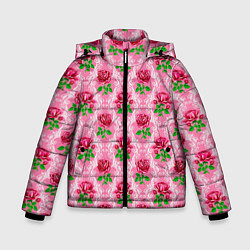 Куртка зимняя для мальчика Декор из нежных роз, цвет: 3D-светло-серый