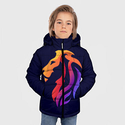 Куртка зимняя для мальчика Градиентный лев в минимализме, цвет: 3D-черный — фото 2