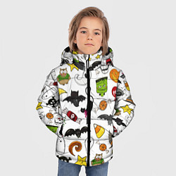 Куртка зимняя для мальчика Хэллоуин паттерн, цвет: 3D-черный — фото 2