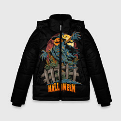 Куртка зимняя для мальчика Веселый Хэллоуин, цвет: 3D-черный