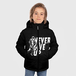 Куртка зимняя для мальчика НИКОГДА НЕ СДАВАЙСЯ, цвет: 3D-черный — фото 2