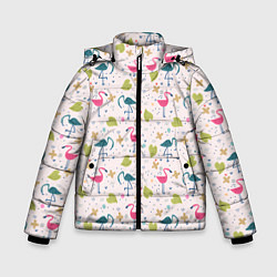 Куртка зимняя для мальчика Фламинго в тропиках, цвет: 3D-черный