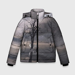 Куртка зимняя для мальчика Черное древо и белый лис, цвет: 3D-черный