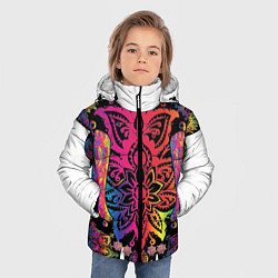 Куртка зимняя для мальчика  Слон с орнаментом, цвет: 3D-светло-серый — фото 2