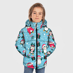 Куртка зимняя для мальчика Новогодние Пингвины, цвет: 3D-черный — фото 2