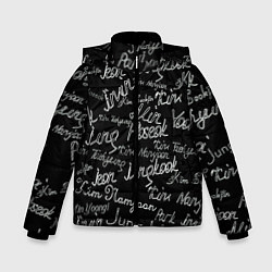Куртка зимняя для мальчика BTS имена, цвет: 3D-черный