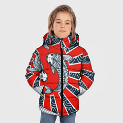 Куртка зимняя для мальчика Карпы Кои, цвет: 3D-светло-серый — фото 2