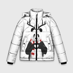Куртка зимняя для мальчика Новогодний Панда, цвет: 3D-черный