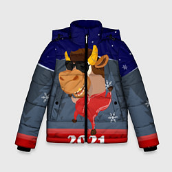 Куртка зимняя для мальчика Бычара 2021, цвет: 3D-черный