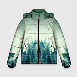 Куртка зимняя для мальчика Акварельный лес градиент, цвет: 3D-красный