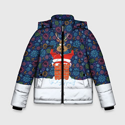 Куртка зимняя для мальчика Санта в Трубе, цвет: 3D-черный