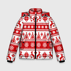 Куртка зимняя для мальчика Новый Год Олени и снежинки, цвет: 3D-черный