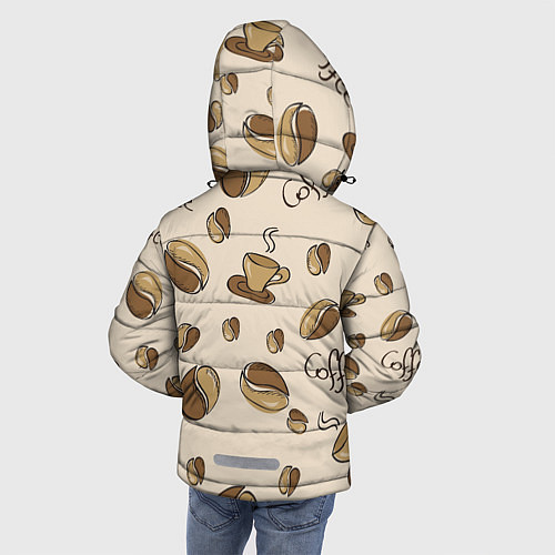 Зимняя куртка для мальчика Кофейный узор на светлом / 3D-Светло-серый – фото 4