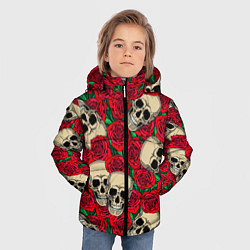 Куртка зимняя для мальчика Черепа в Розах, цвет: 3D-черный — фото 2
