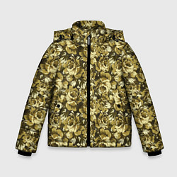 Куртка зимняя для мальчика Золотой камуфляж из роз, цвет: 3D-черный