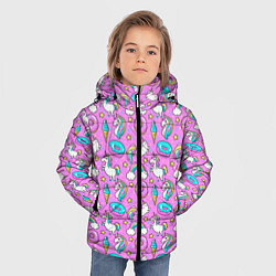 Куртка зимняя для мальчика Единороги и пончики, цвет: 3D-черный — фото 2
