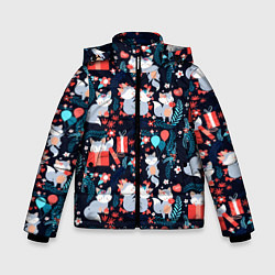 Куртка зимняя для мальчика Котики Подарки, цвет: 3D-черный