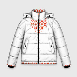 Куртка зимняя для мальчика Белорусская вышиванка, цвет: 3D-черный