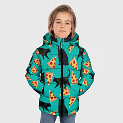 Куртка зимняя для мальчика Котики и Пиццы, цвет: 3D-черный — фото 2