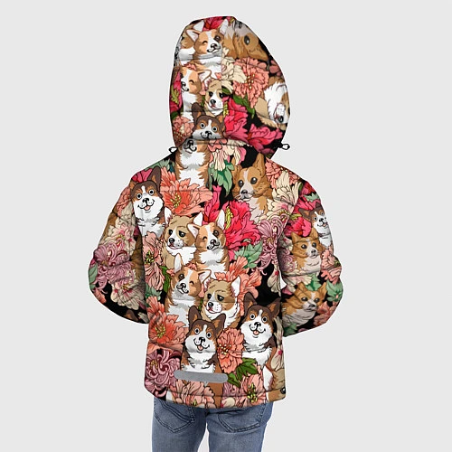 Зимняя куртка для мальчика Корги & Цветы / 3D-Светло-серый – фото 4