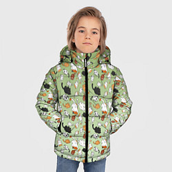 Куртка зимняя для мальчика Много рисованных котов узор, цвет: 3D-светло-серый — фото 2