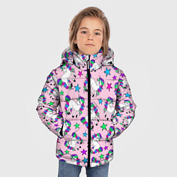 Куртка зимняя для мальчика Единороги и звезды, цвет: 3D-черный — фото 2