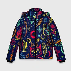 Куртка зимняя для мальчика Узоры из снов, цвет: 3D-черный